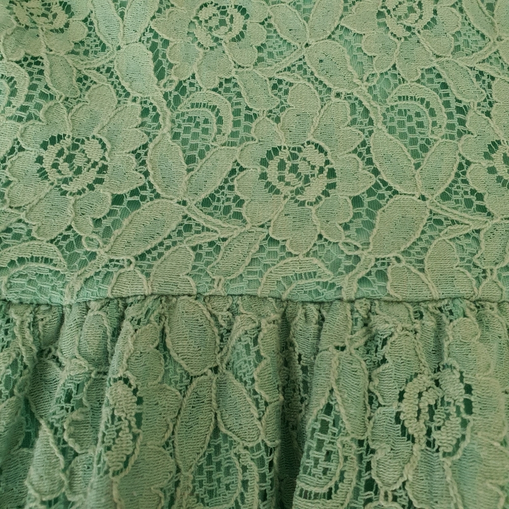 Living Doll Mint Green Embroidered Lace Dress Size 12 - Picture 5 of 8